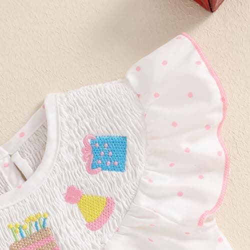 XKwyshop Baby Girl 1st Birthday Outfit 1 Year Old Smocked Bubble Romper