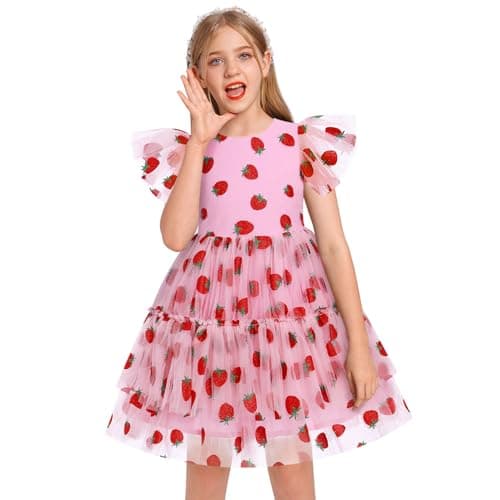 IMEKIS Girls' Confetti Stars Birthday Princess Tulle Dress for 3-10T