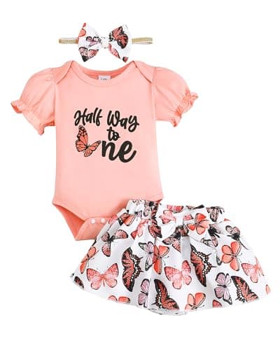 Mioglrie 1st Birthday Girl Outfit Romper Tutu Set 3-18 Months