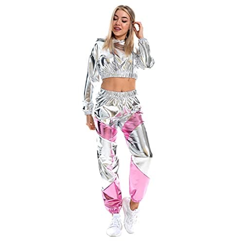 Metallic Hoodie and Sweatpants Set for Women by OBEEII