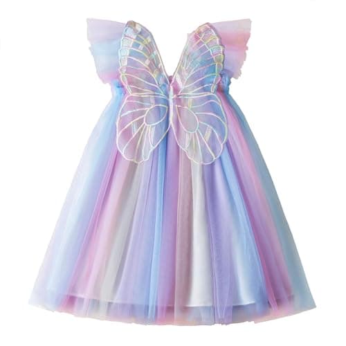 Nileafes Toddler Girl Fairy Butterfly Tulle Casual Birthday Dress