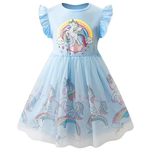 VASCHY Cute Ruffle Tulle Dress for Girls, Toddler to Big Kid Size 2-10T