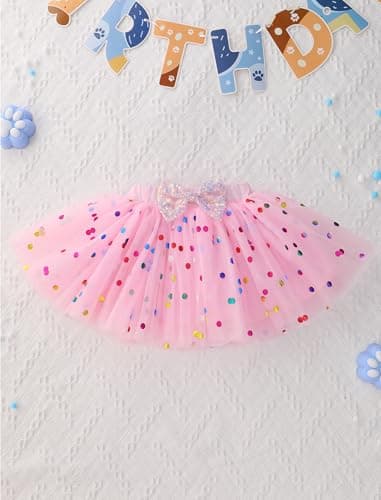 IMEKIS Baby Girl Half 1st 2nd Birthday Outfit Romper Confetti Tutu Skirt Dog Ears Hair Clips for Cake Smash Photo Shoot