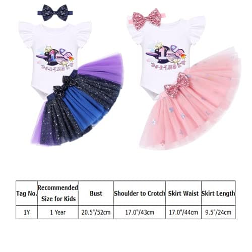 IMKIS Baby Space 1st Birthday Outfit: Romper, Tutu Skirt, Headband