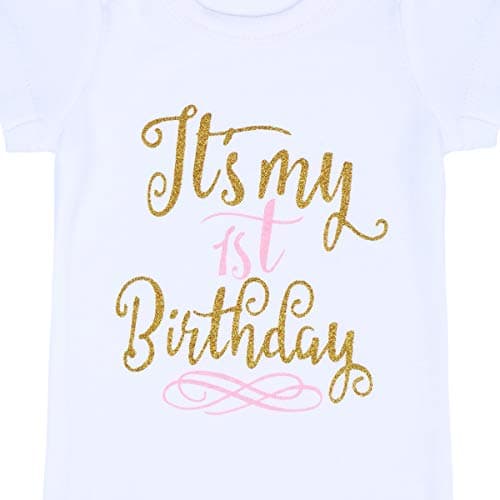 ODASDO Baby Girl Birthday Cake Smash Tutu Dress Romper 3pcs Set
