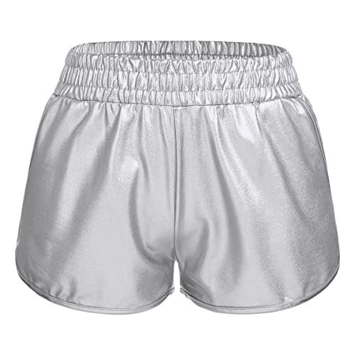 Metallic Rave Outfit for Women: Shiny Crop Top and Shorts for Music Festivals, Halloween Cosplay and Dance Clubwear