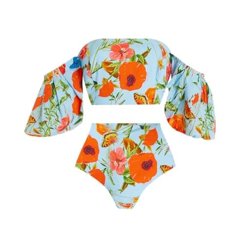 Women's Floral Ruffled Bikini Set with Skirt - Summer Swimwear
