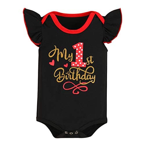 Baby Girl Birthday Outfit Set: Romper Top, Polka Dots Tutu Skirt, Headband