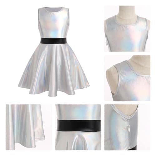 IMEKIS Girls Halloween Holographic Skater Dress 3-12T Cosplay Outfit
