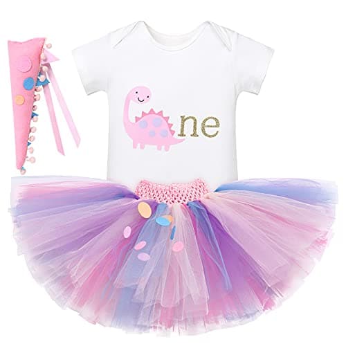 IMEKIS Baby Girl Half 1st 2nd Birthday Outfit Romper Confetti Tutu Skirt Dog Ears Hair Clips for Cake Smash Photo Shoot
