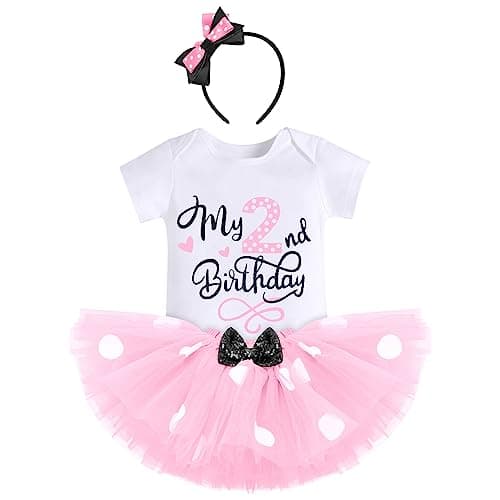 IBTOM CASTLE Polka Dots Romper Tutu Dress for Baby Girls Birthday Outfit