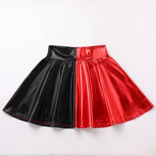 IMEKIS Women's Shiny Pleated Mini Skater Skirt for Sparkly Halloween Cosplay