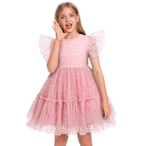 IMEKIS Girls' Confetti Stars Birthday Princess Tulle Dress for 3-10T