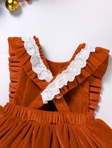 IMEKIS Newborn Baby Girl Velvet Christmas Romper Tulle Dress