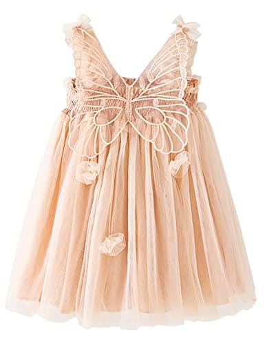 AGQT Baby Girls Butterfly Print Tulle Tutu Sundress 6M-6T