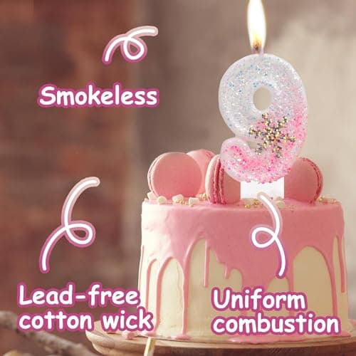 Hongplus Pink Snow Themed 1st Birthday Candles & Decorations