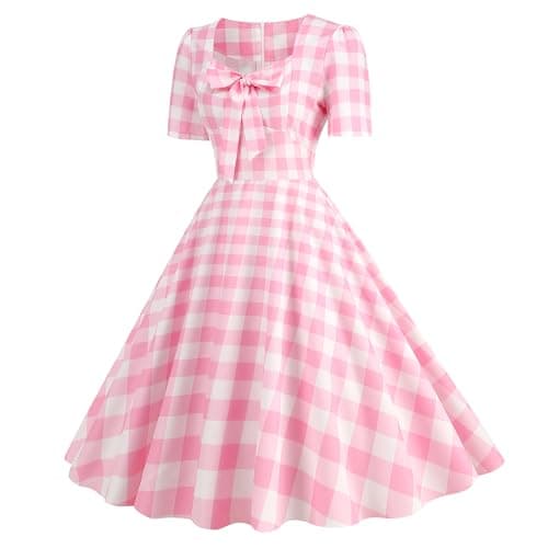 IMEKIS Womens 1950s Vintage Polka Dots Audrey Hepburn Dress