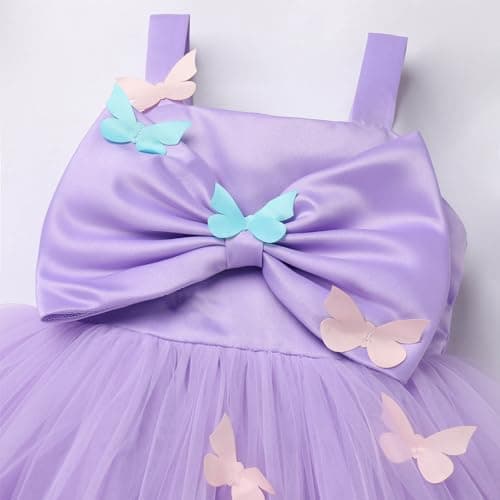 ODASDO Toddler Girls Bowknot Spaghetti Straps Tutu Tulle Birthday Party Dresses