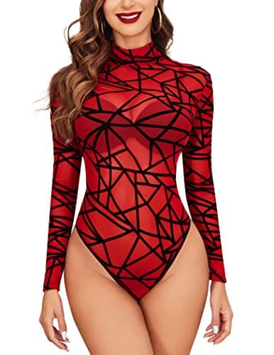 Long Sleeve Mesh Bodysuit for Women
