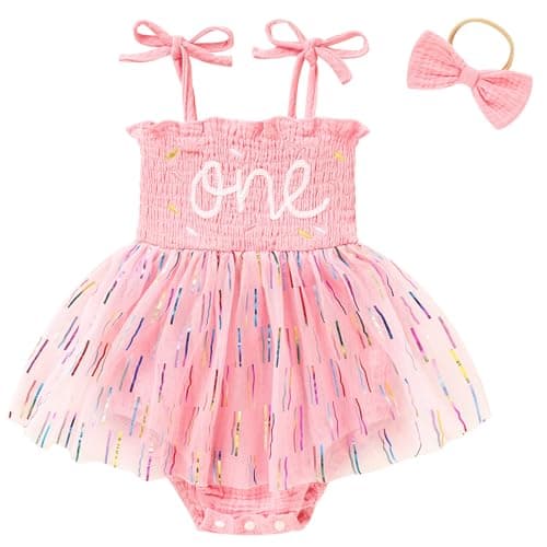Baby Girl 1st Birthday Tulle Romper Cake Smash Outfits