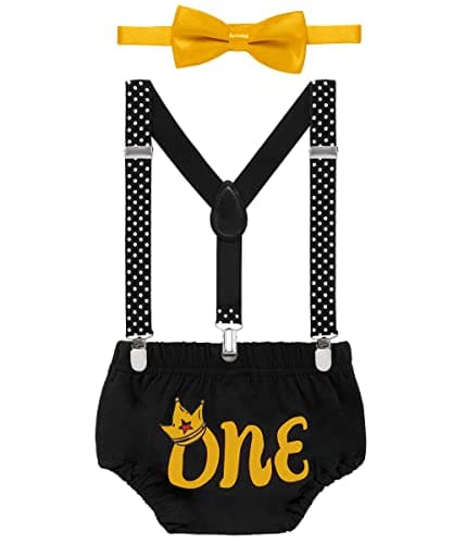 Funny Bowtie One Year Old Boys Romper Bodysuit Set