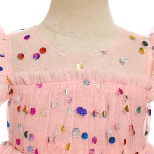 IMEKIS Toddler Girl Sparkle Confetti Birthday Princess Dress