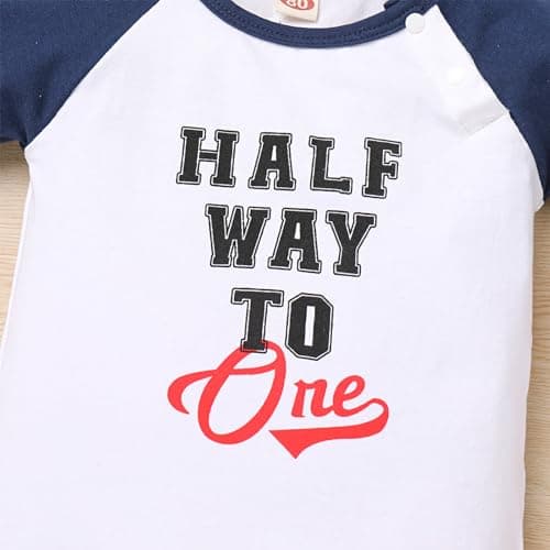 Half Birthday Outfit for Baby Boy: Romper, Suspenders, Crown Smash Cake Set