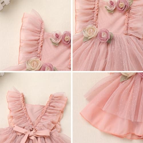 IMEKIS Baby Girls Butterfly 1st Birthday Boho Romper Dress with Headband