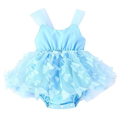 Newborn Baby Girl 1st Birthday Floral Lace Romper Dress for Cake Smash Photo Shoot
