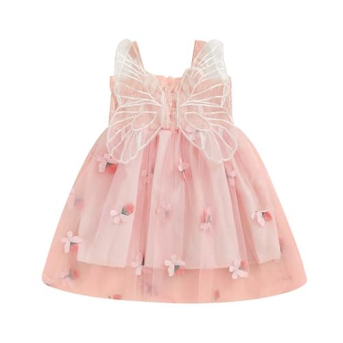 Ginevsal Toddler Butterfly Sleeveless Summer Dress Flowers Tulle