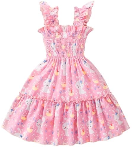 Retsugo Flutter Sleeve Birthday Party Dress for Girls 1-8 Years
