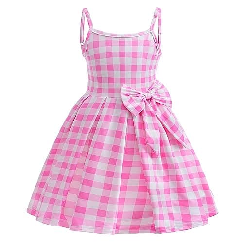 IMEKIS Vintage Pink Gingham Dress for Girls Halloween Costumes & Birthday Outfits