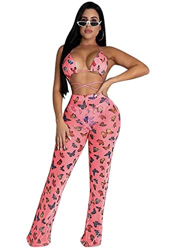 ECHOINE Women's Mesh Beach Jumpsuit Swimwear