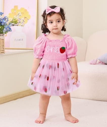 Grehava Baby Girl 1st Birthday Tulle Romper 0-18 Months Short Sleeves