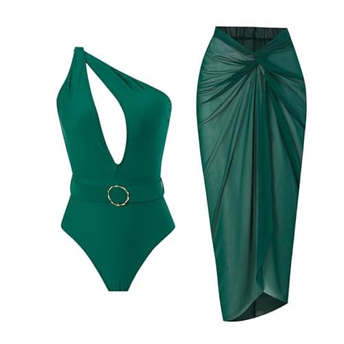 Women's One-Piece Swimsuit with Cover-up Sarong - Beach Outfit