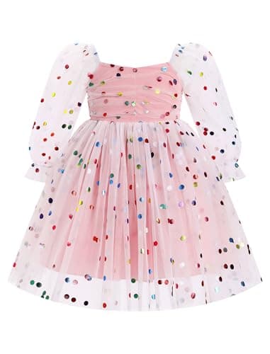 Toddler Girl Birthday Dress with Floral Print and Long Sleeves