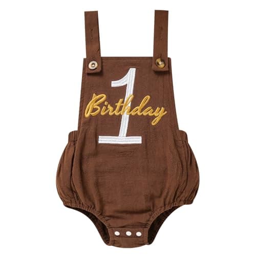 Solid Color 1st Birthday Romper for Baby Boys and Girls