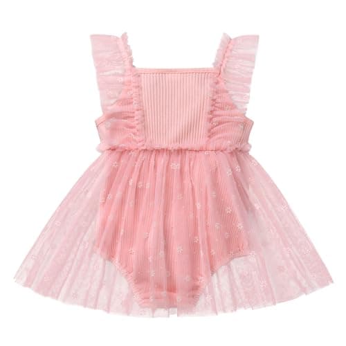 Newborn Baby Girl 1st Birthday Floral Romper Dress