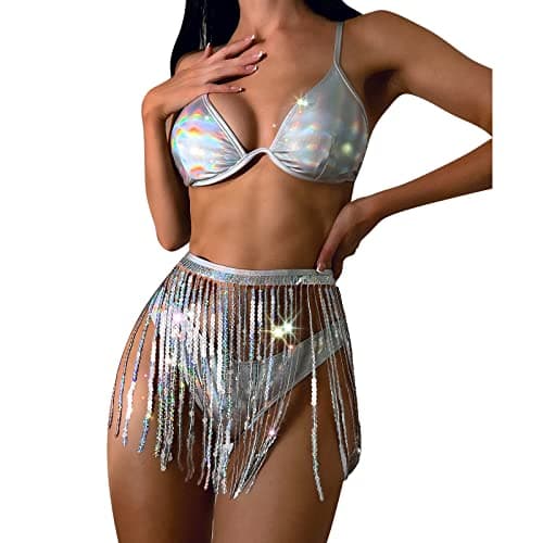 IMEKIS Metallic Rave Outfit for Women