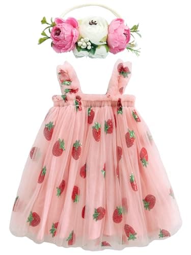 BGFKS Toddler Girl Rainbow Tulle Tutu Dress & Flower Headband Set