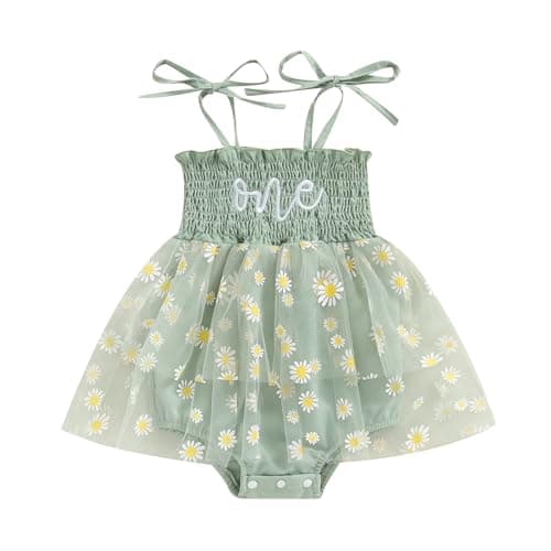 Baby Girl 1st Birthday Butterfly Embroidery Romper