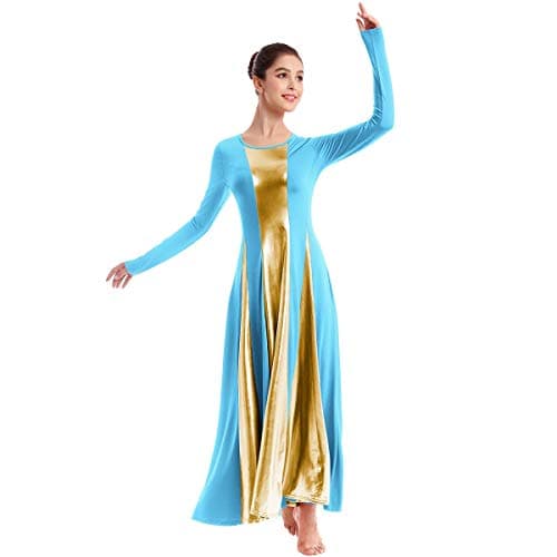 IMEKIS Women's Metallic Liturgical Dance Dress for Church Worship Costume