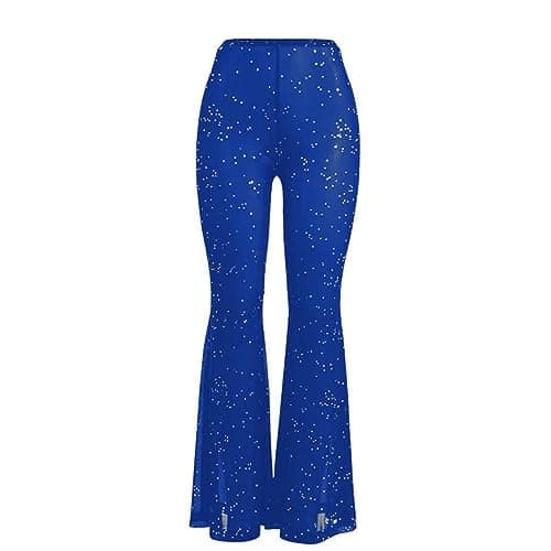 JUMISEE Women's Flared Mesh Sheer Pants for Dance Festival Clubwear
