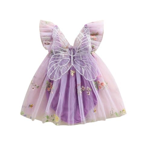 SHIBAOZI Baby Girls Flower Butterfly Embroidery Sleeveless Romper