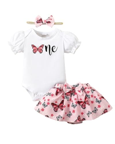 Mioglrie 1st Birthday Girl Outfit Romper Tutu Set 3-18 Months
