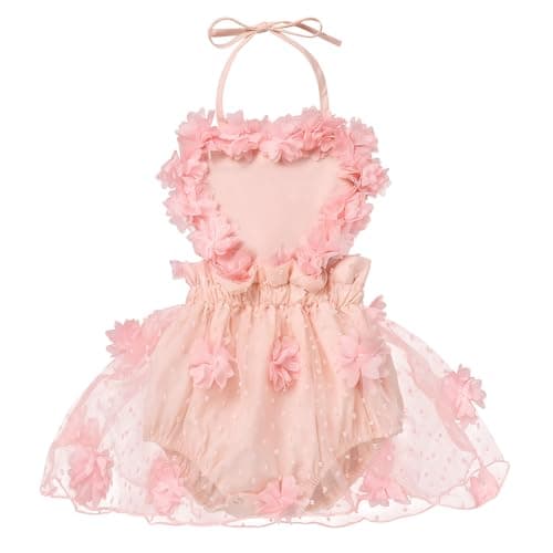 IBTOM CASTLE Baby Girl Boho One-Ruffle Lace Romper Tutu Dress for 1st Birthday Photoshoot
