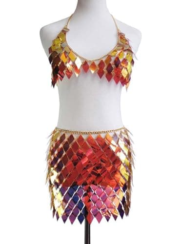 Sassy Body Chain Set with Tassel Skirt and Crop Top for Women and Girls