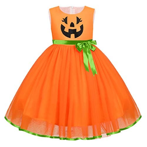 IMEKIS Toddler Pumpkin Ghost Princess Halloween Costume