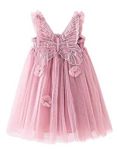 AGQT Baby Girls Butterfly Print Tulle Tutu Sundress 6M-6T