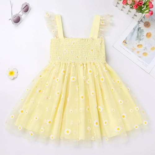 IMEKIS Toddler Girls Boho Backless Floral Confetti Formal Tulle Dress